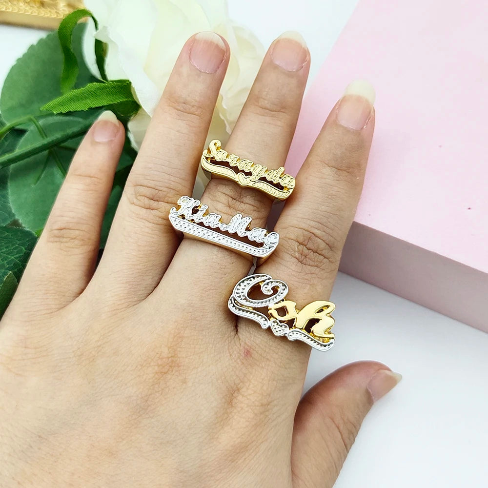 Double Plated Personalized Name Ring