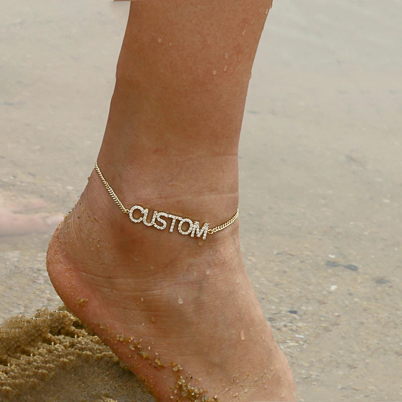 Crystal Personalized Name Anklet
