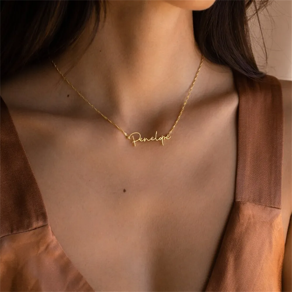 Wave Script Name Necklace