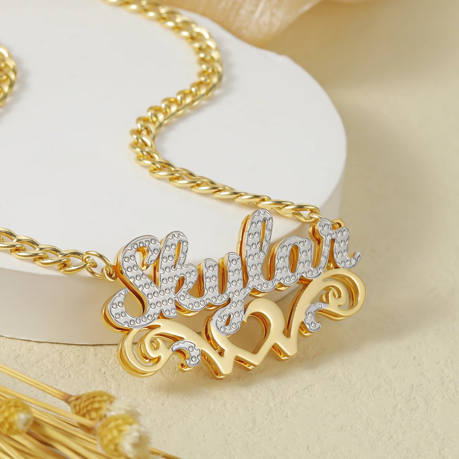 Double Plated Script Name Necklace