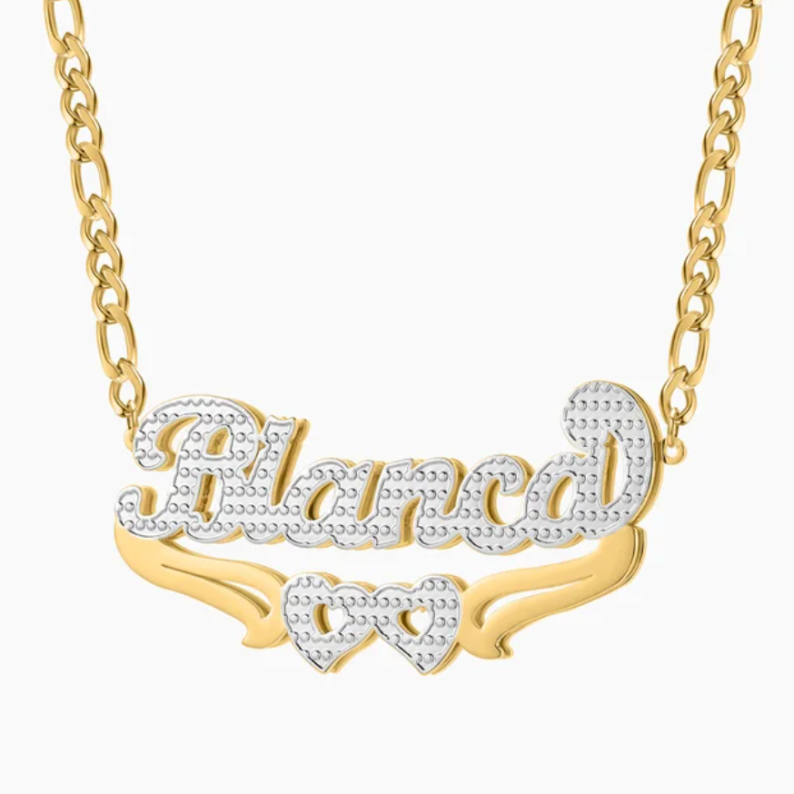 Blinged Out Double Heart Necklace