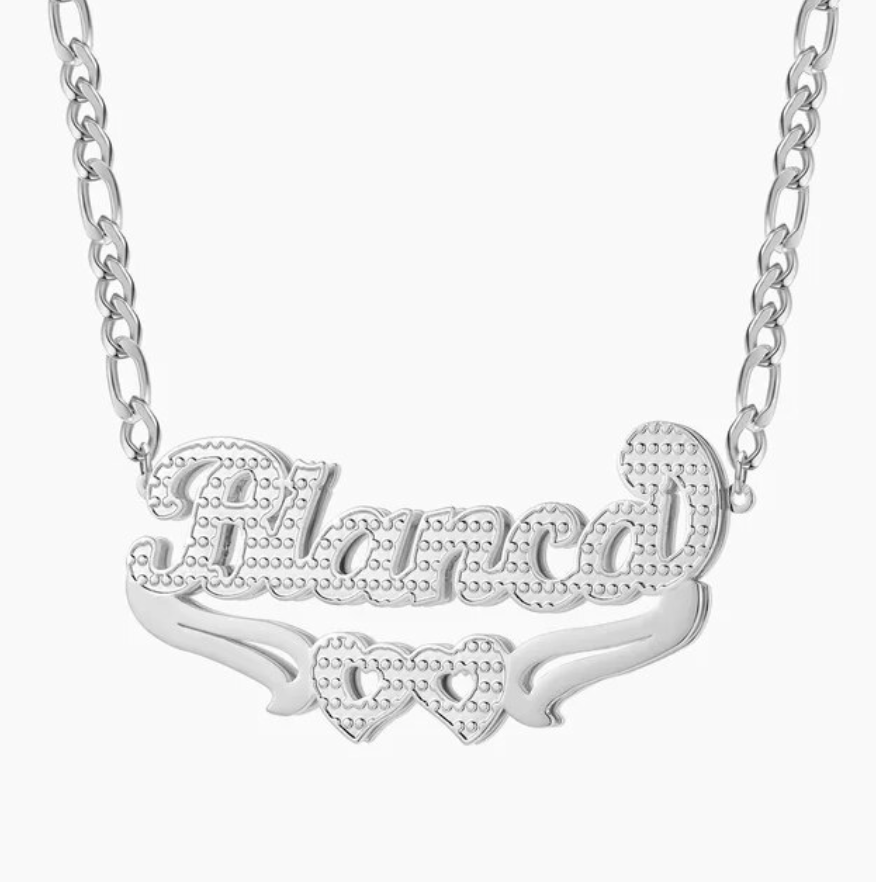 Blinged Out Double Heart Necklace