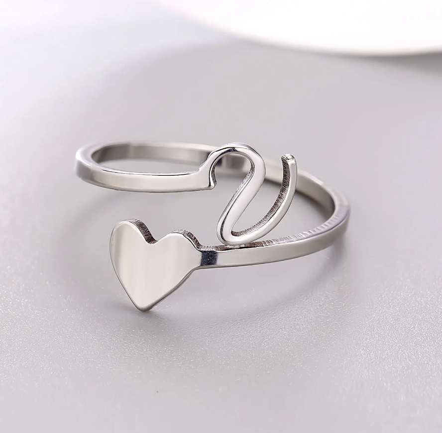Heart Initial Ring